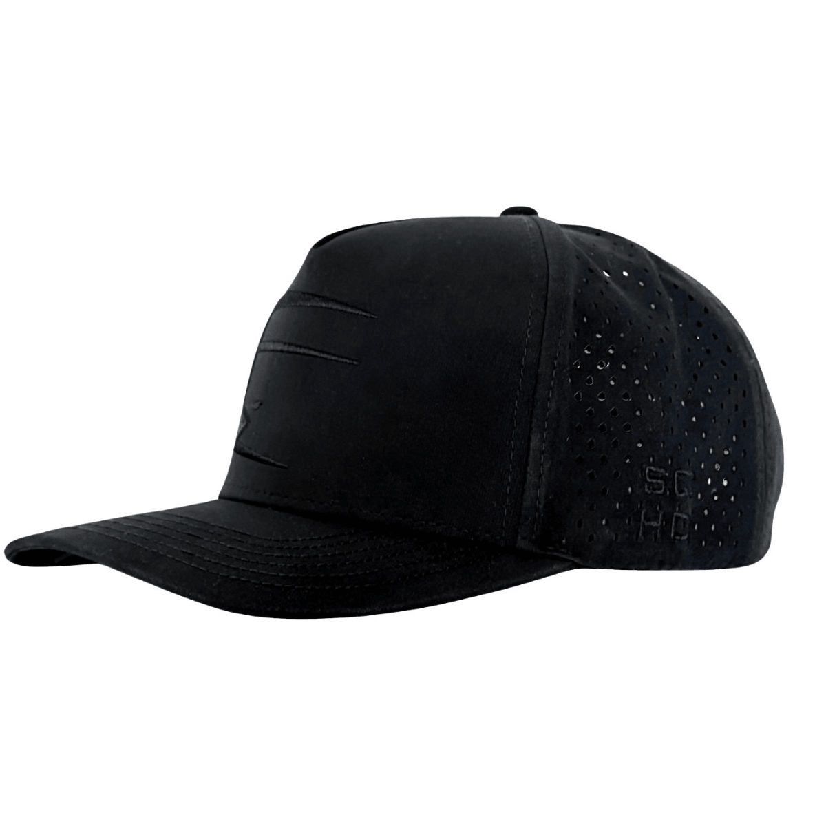 Black structured high-profile water-repellent cap