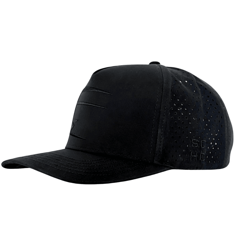 Black structured high-profile water-repellent cap